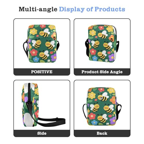 Lovely Safari Bee Flower messenger bag Shoulder Crossover Bag Womens Fashion Purses Adjustable Strap for Shopping Outdoor Daily4