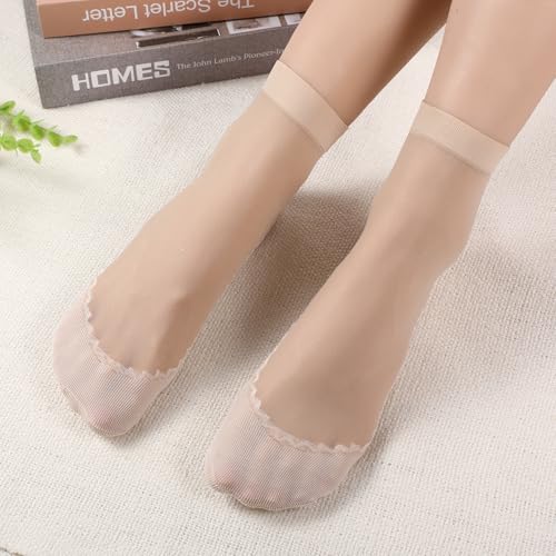Image of InnoHHustle Sheer Socks, 12 Pairs Nylon Socks for Women Sheer Ankle Sock Women Ankle Stockings Silk Sock