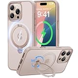 CASEKOO Patented 360 Spin Magnetic Stand for iPhone 16 Pro Case [Military Drop Protection] [Non-Slip Edge] [Compatible with MagSafe] Matte Shockproof Slim for 16 Pro Case 6.3'', Rose Gold