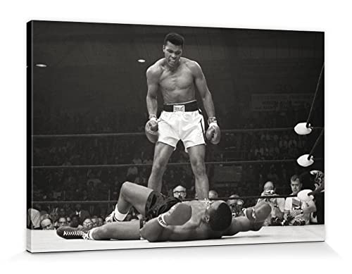 1art1 78860 Muhammad Ali - Cassius Clay Gegen Sonny Liston, Lewiston 1965 Leinwandbild Auf Keilrahmen 120 x 80 cm