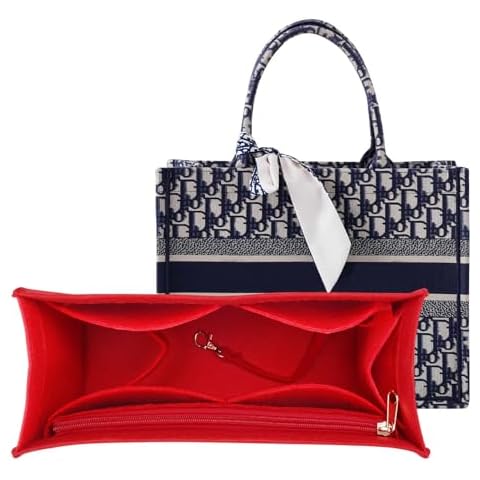 LOUKAYCCI Purse Organizer Insert for dior book tote Large Bag Insert,Premium Purse Felt Insert Multiple Pockets (X-Large, Red) Cover