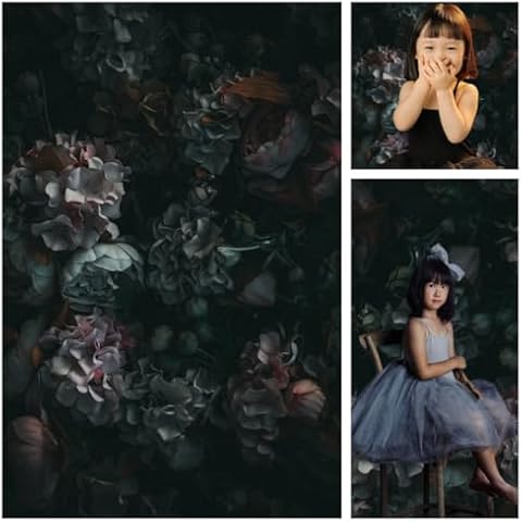 WaW 1.5 x 2.2 m Dark Retro Flowers Background Cover