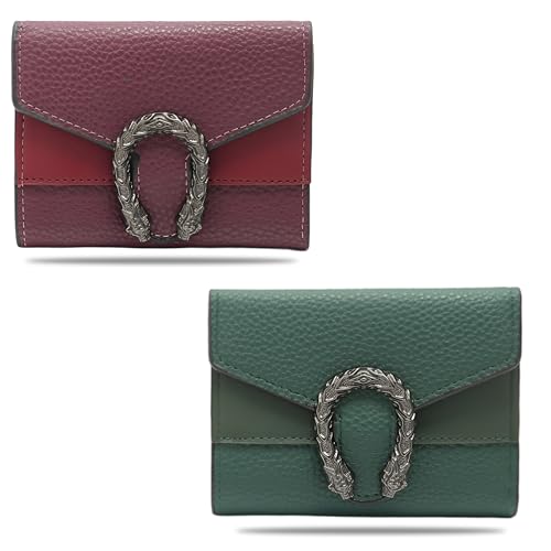 Image of Kraptick Women s Wallet Stylish Compact Purse Clutch with Card & Coin Holder Debit Card Organizer, Travel Wallet & Money Organizer for Women with 8 Card Slots (Purple & Green) (Combo of 2)