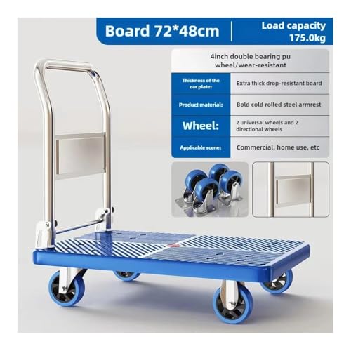 Carretilla plegable de 4 ruedas 72x48 cm azul miniatura 2