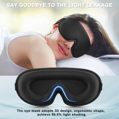 Image of Tobfit Blackout Sleep Mask for Women Men Zero Eye Pressure Eye Mask, Lycra Fabric 3D Ergonomic Design Eye Movement and Eyelash Friendly, Ultra Comfortable Blindfold for Sleeping Black
