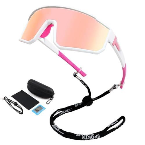 NAMIS Schnelle Brille Herren Damen Fahrradbrille Polarisierte Sportbrille UV400 Schutz Sport Sonnenbrille Pink HD Verstellbare Rennrad Brille Laufbrille für Rave MTB Ski Bergsteigen NAMIS Schnelle Brille Herren Damen Fahrradbrille Polarisierte Sportbrille UV400 Schutz Sport Sonnenbrille Pink HD Verstellbare Rennrad Brille Laufbrille für Rave MTB Ski Bergsteigen
