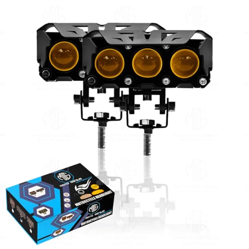 Image of Super Bright 3 LED Fog Light | Dual Mode Yellow & White Changing Light, High /Low Beam, Aluminum Body, Universal Fit for Motorcycle & Car