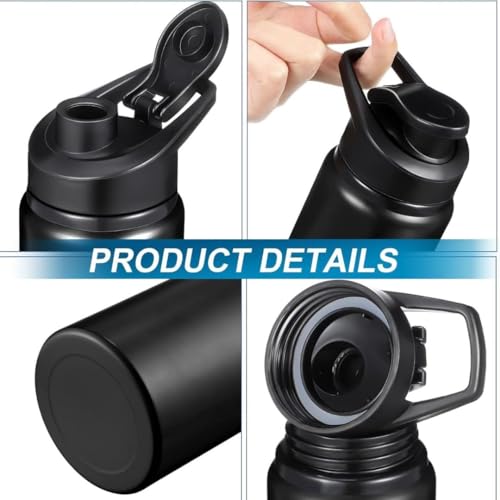 Image of KOTSUN 46mm Plastic Bottle Caps,Water Bottle Sipper Cap Flip top cap Compatible for All Size Bottle 1000 ml, 750 ml, 500 ml (Black) (PACK-3)
