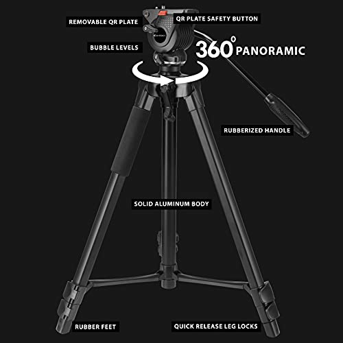 Barska Af13650 Professional Tripod With Fluid Head & Carrying Case For Spotting Scopes, Binoculars, Cameras, Etc #TOP1