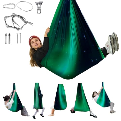 Sensory Swing for Kids & Adults, Indoor & Outdoor Double Layer Therapy Swing, Cuddle Swing with 360Â°Swivel Hardware Holds to 300LBS for Calming, Relaxing and Autism, ADHD or SPD