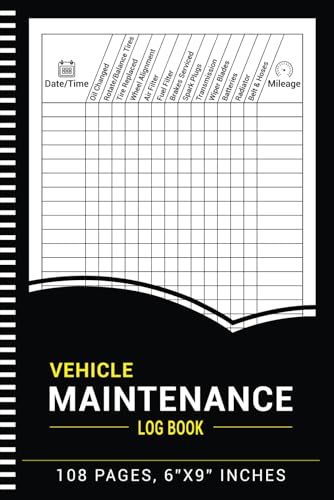 Vehicle Maintenance Log Book: Repair and Service Record Keeper Journal for Cars, Trucks, and Motorcycles Engine oil Change, Auto Repairs Log - 105 Pages 6'x9' Inches