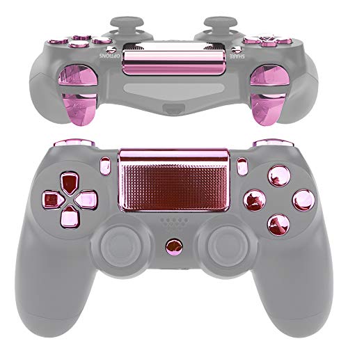 eXtremeRate Ersatz-D-Pad R1 L1 R2 L2 Triggers Touchpad Action Home Share Options Buttons Chrome Pink Full Set Buttons Repair Kits with Tool for PlayStation 4 PS4 Slim PS4 Pro CUH-ZCT2 Controller