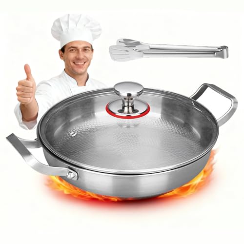 2026 Upgrade Titanová pánev, Tovara Titanium Pro Pán, Kovali Titanová pánev, Titanové pánve nepotažené s poklicí 24/26/28/30/32 cm, kompatibilní s indukcí a všemi typy varných desek (Š, 32 cm)