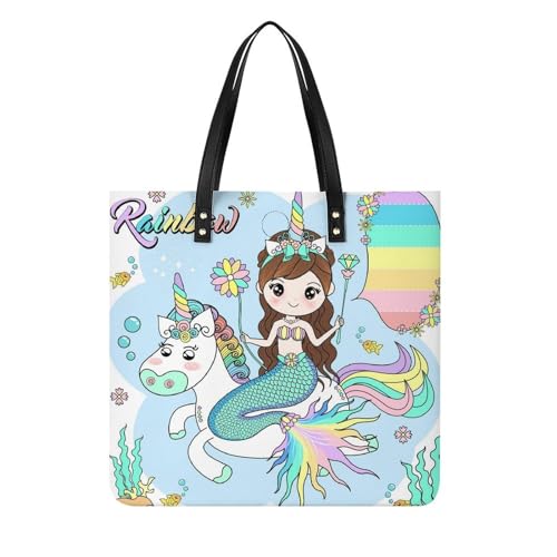 Tote bag licorne sirène grand sac à bandoulière femmes pour escapades et voyage