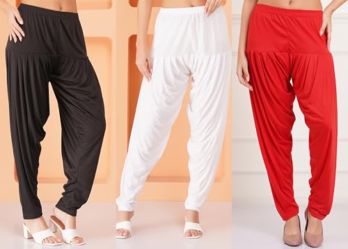 Image of Buy That Trendz Patiala Pant Combo Pants for Womens Pack of 3 Viscose Patiyala Salwar Bottoms