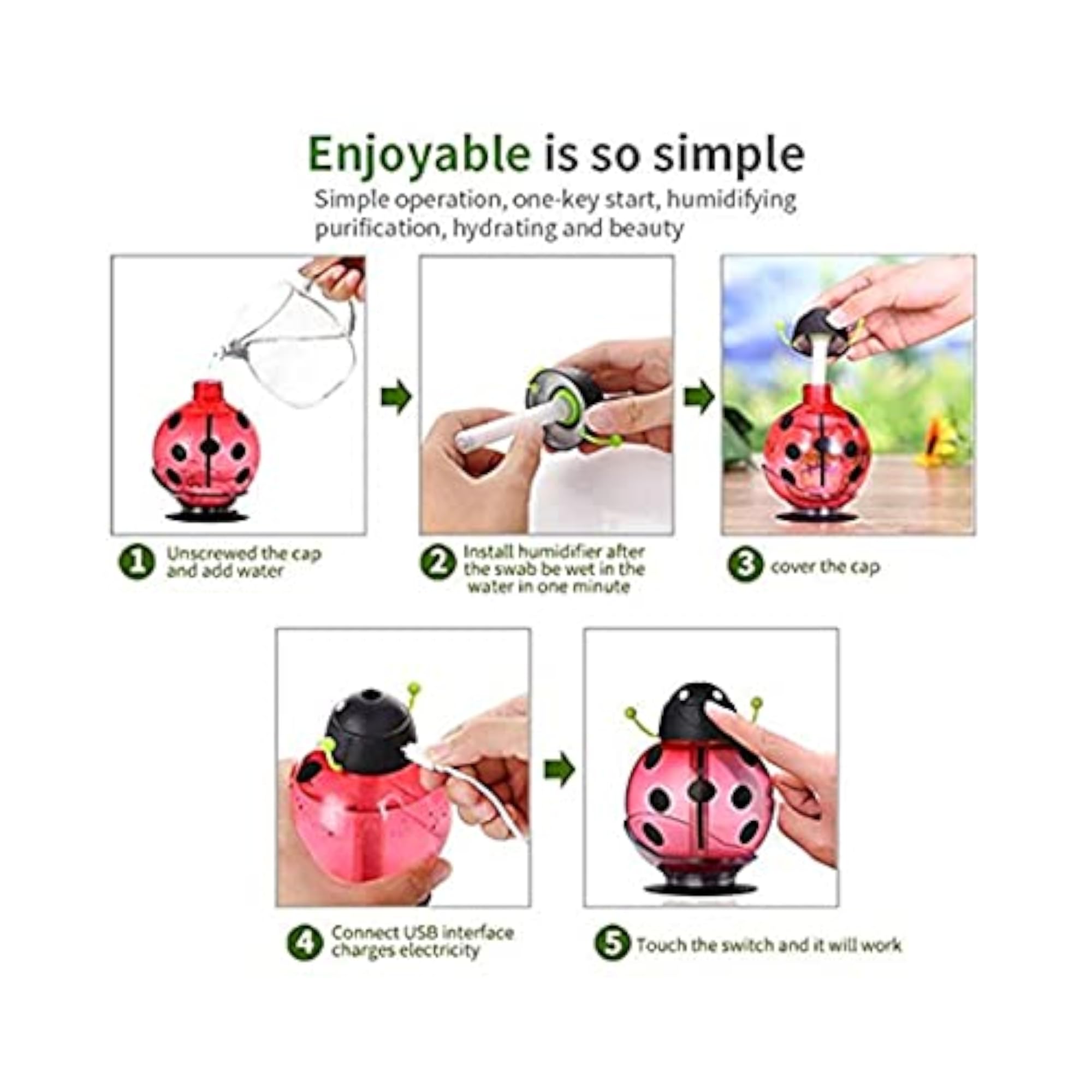 Beetle-Shaped Ultrasonic LED Humidifier