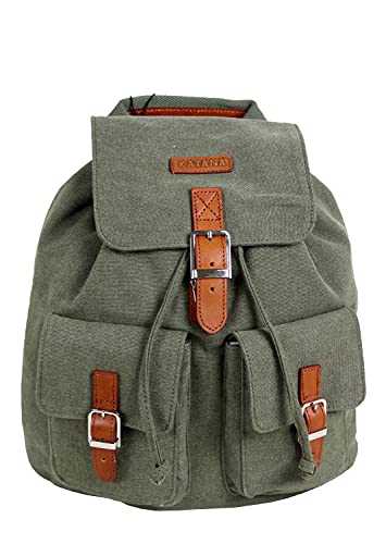 KATANA sac à dos unisexe en toile garni cuir réf 6533 taille moyenne(6 coul.disp (kaki)