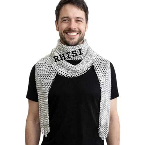 RHISI Aluminum Chainmail Muffler, Silver Anodized, Men's Fashion Accessory