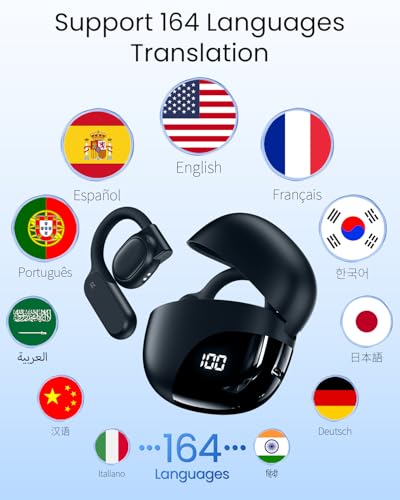 Image of AI Translation Earbuds Real Time 164 Languages 80H Playtime Translator Ear Buds Audifonos Traductores Ingles Espanol Wireless Earphones Bluetooth AI Headphone for Travel Meeting Learning K08