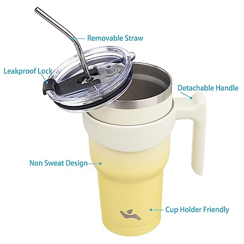 Image of Konokyo 30 oz Tumbler with Handle and Straw, Insulated Travel Mug