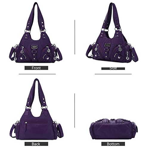 Image of Angel Kiss Purses for Women Small Hobo Shoulder Bags Vagen Leather Multi-Pocket Tote Bag with Zipper