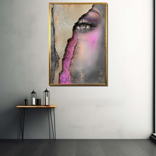 Œil abstrait scintillant XBTYKPB : tableau rose et or 21x30 cm - 2
