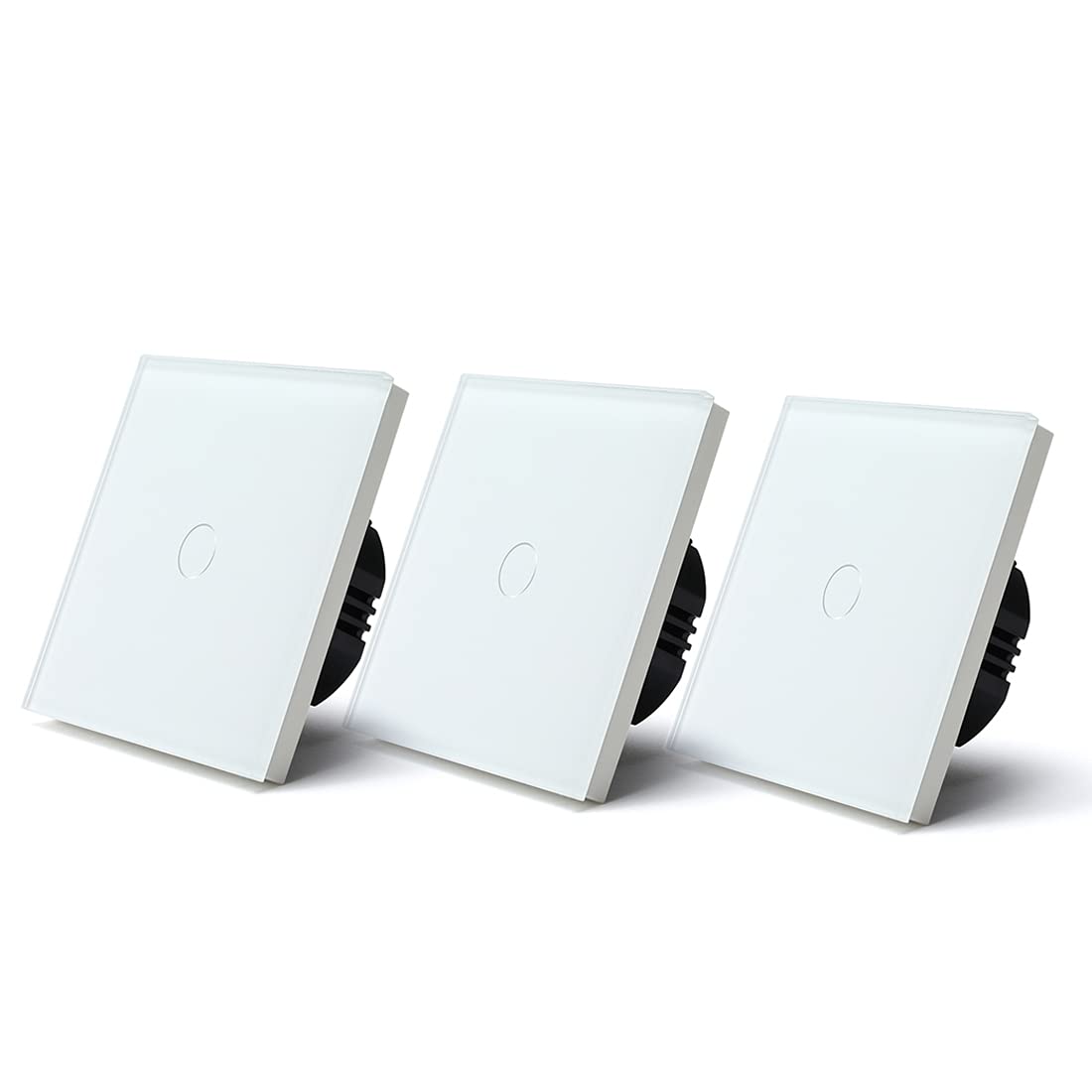 Conmutador Interruptor Pared 1 GANGS WAY / 3 TOUCH Switch 3packs Interruptor de luz Blanco Negro Panel la Clase pared Interruptores impermeables(White)