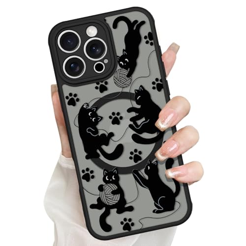 tharlet Magnetic for iPhone 16 Pro Max case Cute Black Cat Design