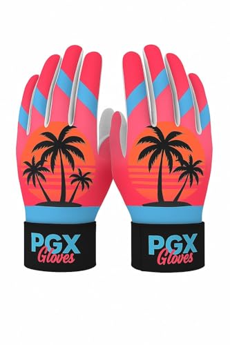 PGX Baseball Miami Vice Batting Gloves - Adult & Youth Baseball & Softball Gloves, Leather Palm, Wrist Strap for Secure Fit (Youth Large)