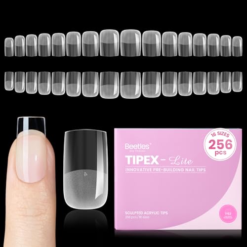 Beetles Tipex Lite Apex Nail Tips, Square Short, 256pcs 16 Sizes,...
