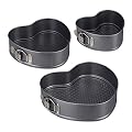 Relaxdays Herzbackform 3er Set Carbonstahl Anthrazit Antihaftbeschichtet 25 cm x 23,5 cm x 7 cm 0,8 kg
