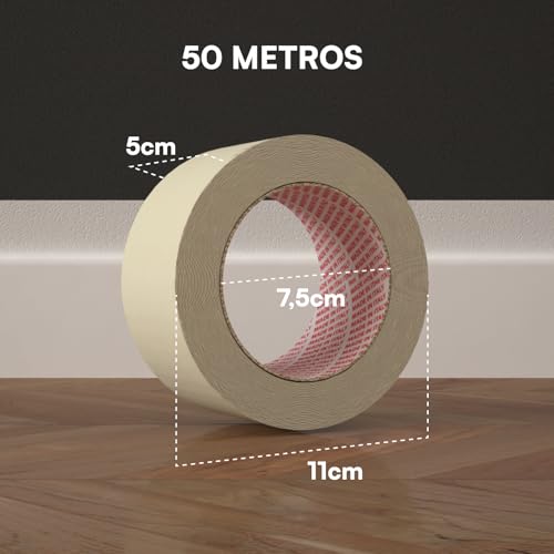 Miniatura 3 de Dnk Trade 6x Cinta De Carrocero Para Pintar Y Enmascarar 50mm X 50m - Removible Sin Residuos, Sin Disolventes - Cinta De Pintor Con Papel