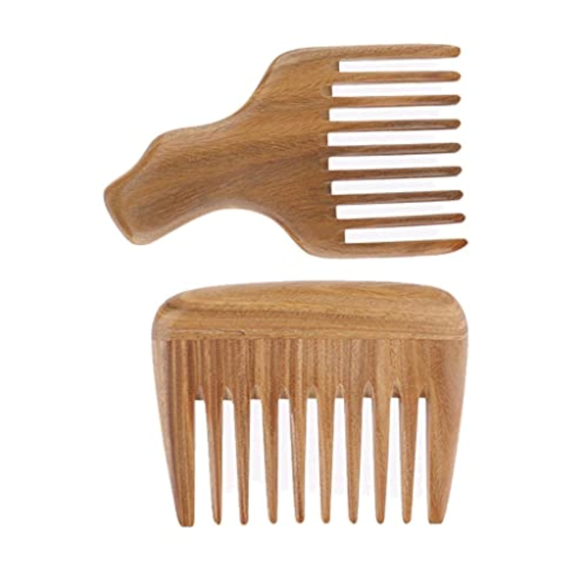 2X Detangle Wood Pick Combs, Anti-Static Hair Care