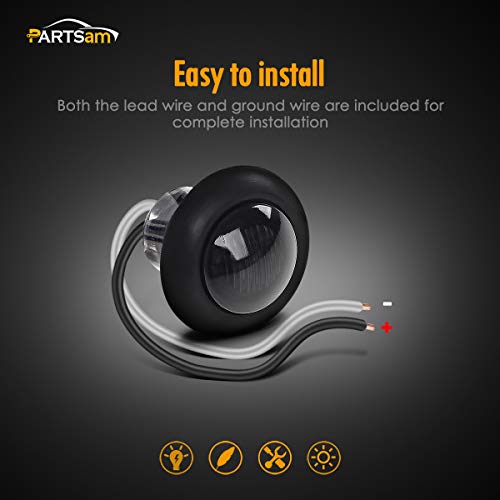 Partsam 10X 3/4" Smoked Amber/Red Led Clearance Trailer Boat Marker Light Air Dam Lights Sealed Mini Black Round 3/4 Inch Led Trailer Lights Grommet Mount #TOP4