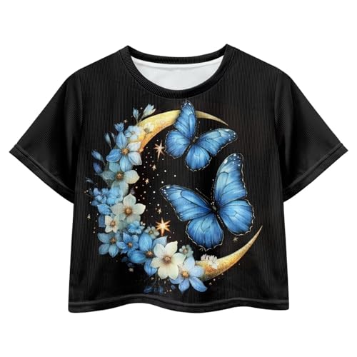 Image of Kids Crop Top Short Sleeve T-Shirts for Girls Size 5-14