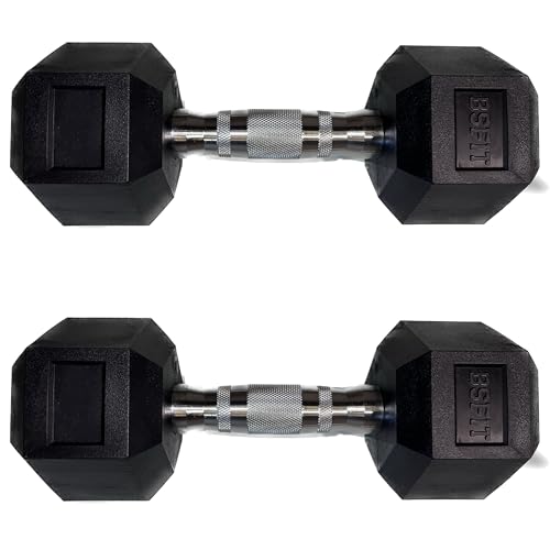 BSFIT® Juego de 2 Mancuernas de cromo. Antideslizantes de caucho, mancuernas con Diseño Hexagonal Anti-Rodadura, Ergonómicas, Pesas y mancuernas para Gimnasio en Casa, weights (2,5kG)