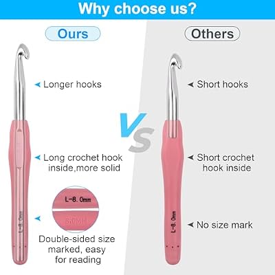 Large Crochet Hooks 5 Sizes Crochet Hook Set, 29 Pack Yarn Needle Kits for Beginners, Knitting Needles with Ergonomic Handles for Arthritic Hands, 6.5mm 7.0mm 8.0mm 9.0mm 10.0mm Crochet Needle Kit