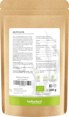 Kelppulver BIO 200 g I Kelpalge Kelp aus kontrolliert biologischem Anbau I 100% natürlich - beste Rohkostqualität von bioKontor