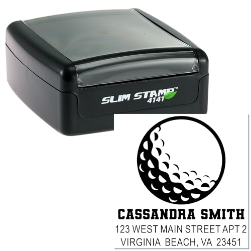 Image of Pocket Size Ocean Wave Slim Pre Inked Address Stamp - Square Rubber Stamp | Made to Order Beach Home Mailing Stamp. Choice of 5 ink colors. Compact Rubber Stamp. Pre-inked body. Slim travel body.