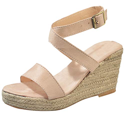 Sandalen Frauen Sommer lässig Fisch Mund Keil Schnalle Riemen High Heel...