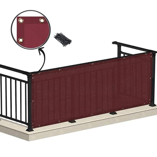 Image of HIPPO Baby Safety Net for Balcony Child Protection Stairway Safety Net Railing Guard for Kids Staircase Protector with Tie-Cords Breathable Fabric Indoor Outdoor Use (1MTX4MT, Burgundy)