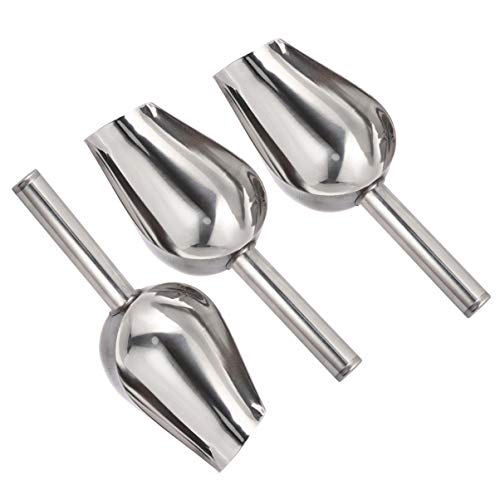 Colher de gelo de aço inoxidável Cabilock 3 peças pequenas bolas de metal para pipoca e farinha de p