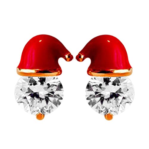 KUNMEI Boucles d'oreilles Chapeau de père Noël pour Femmes, Pierres précieuses en Cristal pour Filles Cover