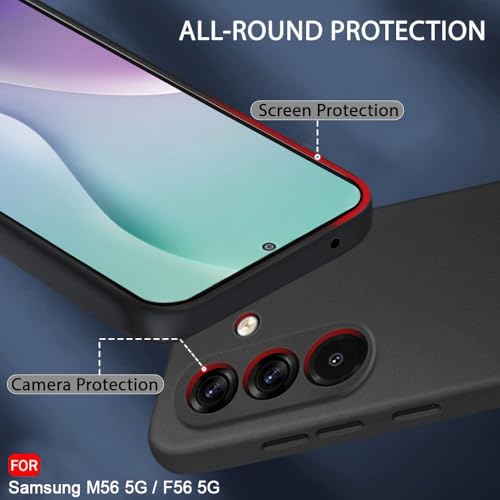 Image of TheGiftKart Sleek Back Cover Case for Samsung Galaxy M56 5G / F56 5G | Slim Fit Protective Design | Ultra Matte Finish | Camera Protection Bump | Soft Silicon Back Case Cover (Silicone, Black)