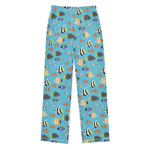 ZZXXB Swimming Fish Boys Long Pants Soft Trousers Elastic Waist Kids Lounge Bottoms with Pockets S-XL