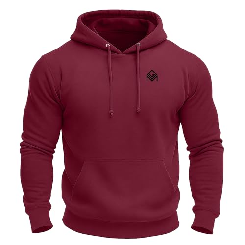 GYMTIER Logo - Men's Gym Hoodie - Training Bodybuilding Top, Burgundy, 2XL