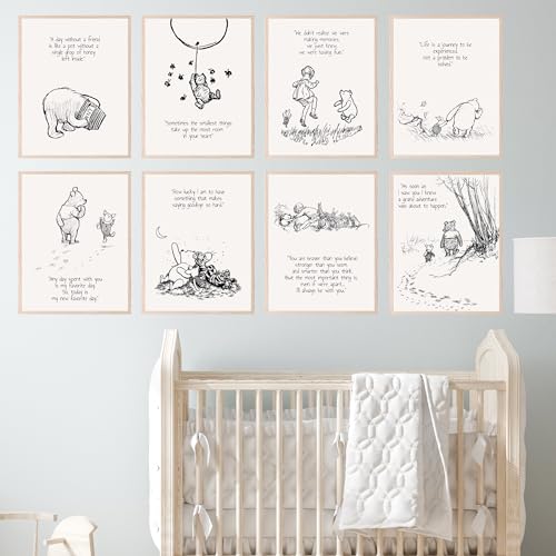 BigWig Prints Winnie the Pooh Wall Art - Winnie The Pooh Poster For Nursery, Friendship Quotes Wall Art, Classic Vintage Quotes, Inspirational Sayings, Nursey Decor -Unframed 8 Pack (8x10) - Image 3