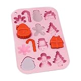 Palaufr Weihnachtsformen - Gussformen Backblech mit 14 Mulden Und Antihaftbeschichtung,Weihnachtsbaum Silikonform - für Fondant Feiertags Backen Bastelarbeiten Kuchen Lebensmittel Süßigkeiten Seife