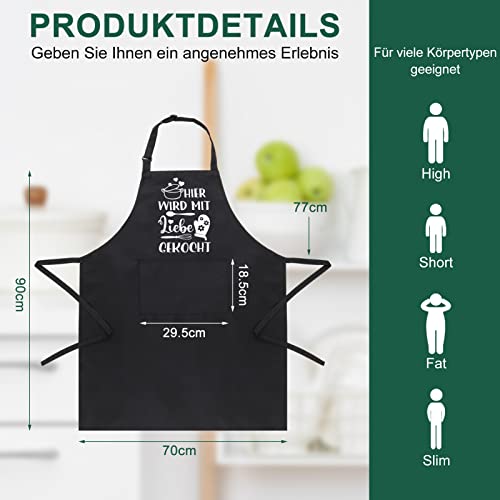 Heyu-Lotus Grillschürze für Männer, Lustig Kochschürze wasserdicht verstellbare Küchenschürze mit Fronttaschen Witziges BBQ Geschenk zum Vatertag Weihnachten oder Geburtstag