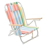 Sunnylife Deluxe Reclining Backpack Beach Chair for Adults with Drink Holders and Adjustable Pillow